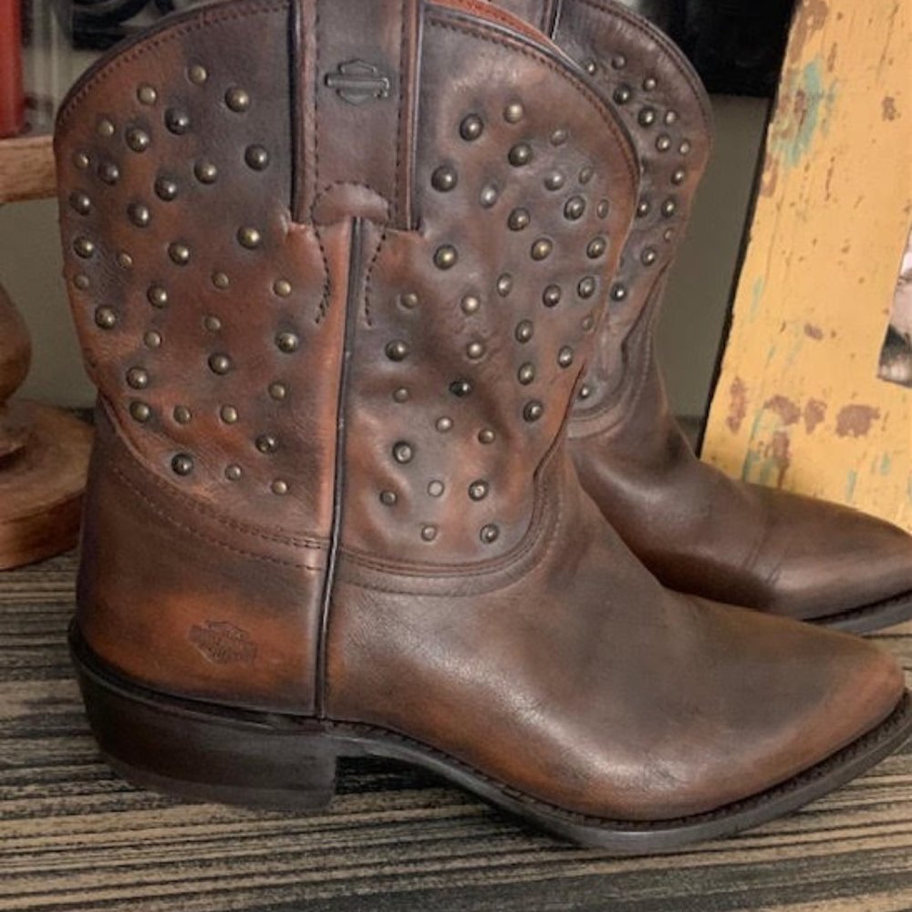 Harley Davidson Womens' leather cowboy stud ankle